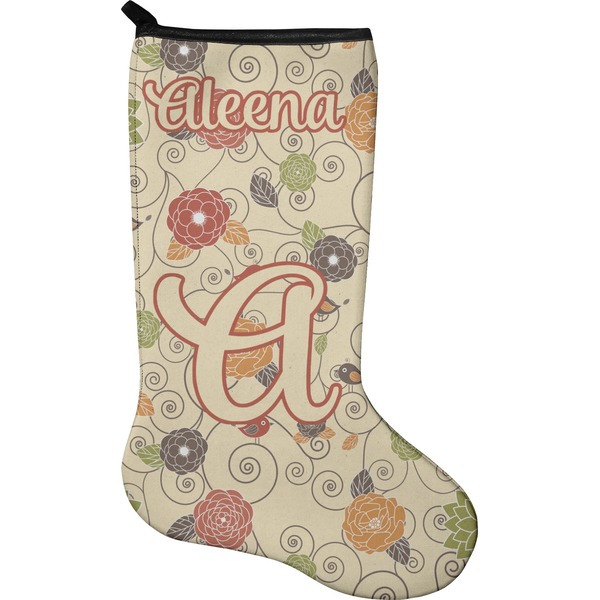 Custom Fall Flowers Holiday Stocking - Neoprene (Personalized)