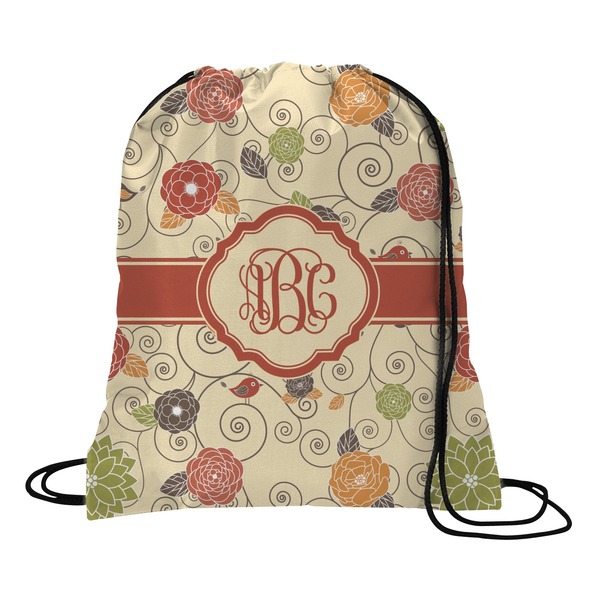 Custom Fall Flowers Drawstring Backpack - Medium (Personalized)