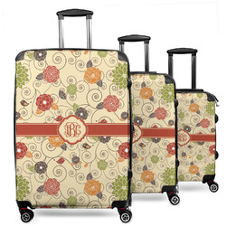 Fall Flowers 3 Piece Luggage Set - 20" Carry On, 24" Medium Checked, 28" Large Checked (Personalized)