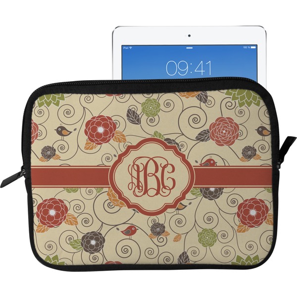 Custom Fall Flowers Tablet Case / Sleeve - Large (Personalized)