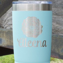 Fall Flowers 20 oz Stainless Steel Tumbler - Teal - Double Sided (Personalized)