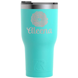 Fall Flowers RTIC Tumbler - Teal - Engraved Front (Personalized)