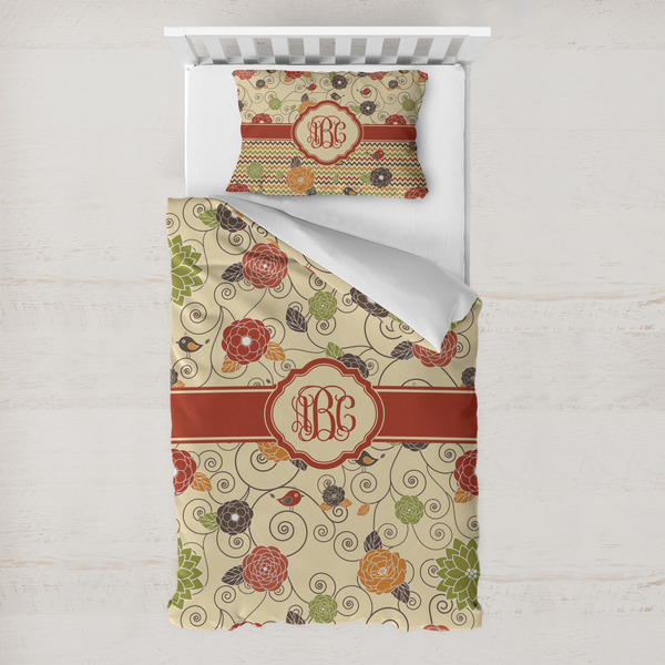 Custom Fall Flowers Toddler Bedding Set - With Pillowcase (Personalized)