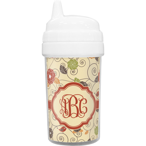 Custom Fall Flowers Toddler Sippy Cup (Personalized)