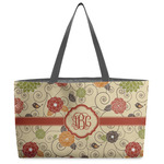 Fall Flowers Beach Totes Bag - w/ Black Handles (Personalized)