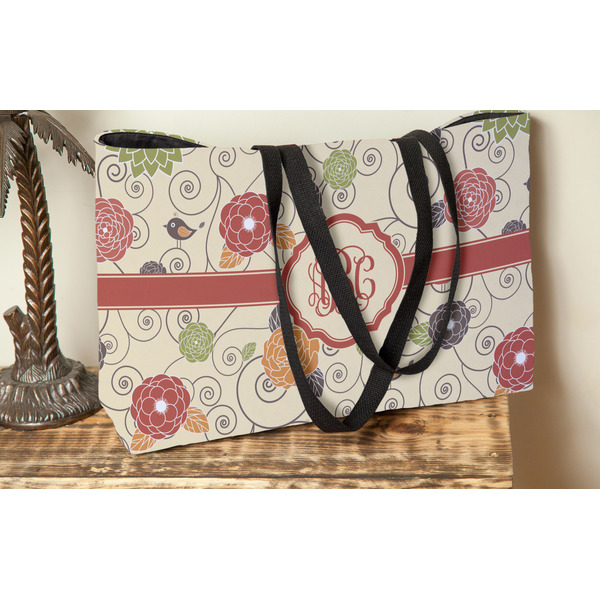 Fall Flowers Tote w/Black Handles - Lifestyle View
