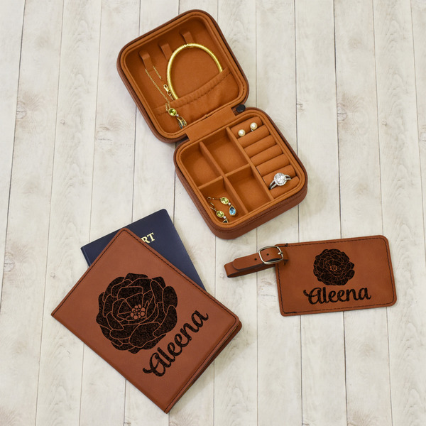 Fall Flowers Travel Jewelry Boxes - Leather - Rawhide - In Context