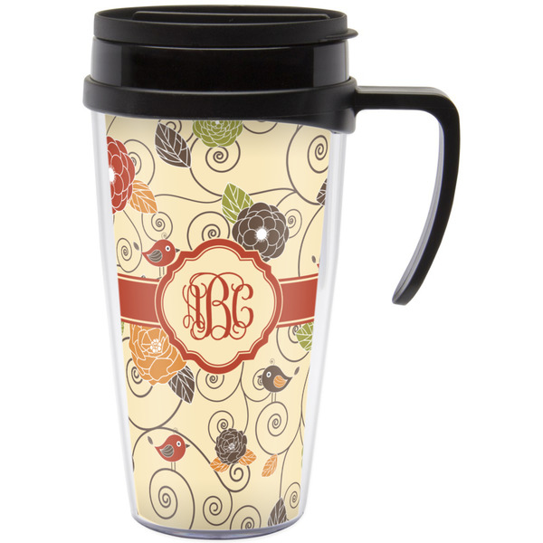Custom Fall Flowers Acrylic Travel Mug with Handle (Personalized)
