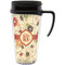 Fall Flowers Travel Mug with Black Handle - Front