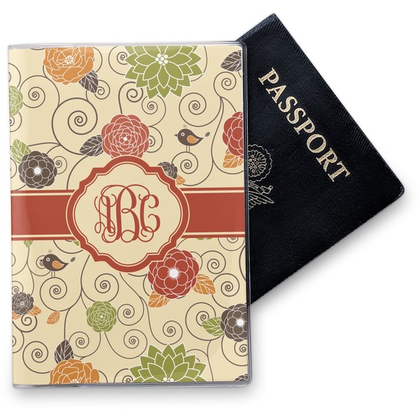 Custom Fall Flowers Vinyl Passport Holder (Personalized)