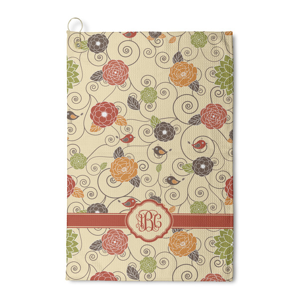 Custom Fall Flowers Waffle Weave Golf Towel (Personalized)