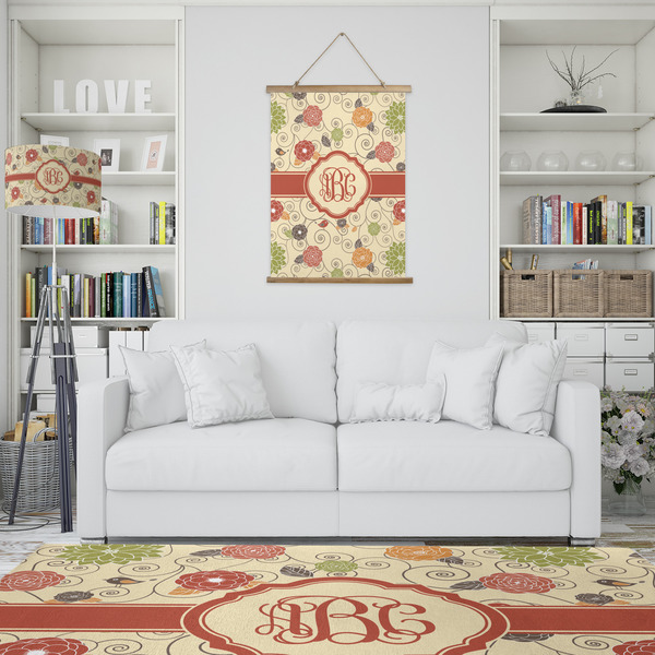 Fall Flowers Wall Hanging Tapestry - Portrait - IN CONTEXT