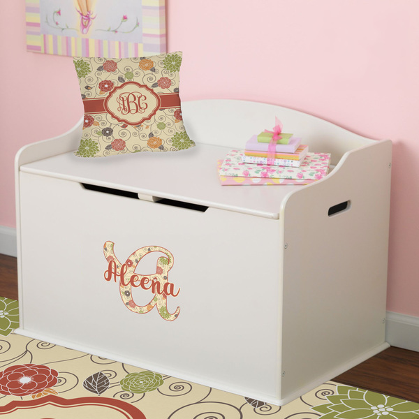 Fall Flowers Wall Name & Initial Small on Toy Chest