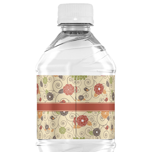 Fall Flowers Water Bottle Label - Back View