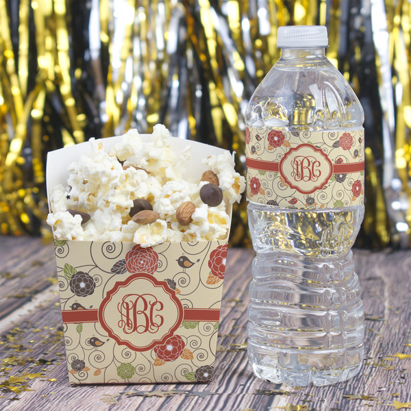 Fall Flowers Water Bottle Label - w/ Favor Box