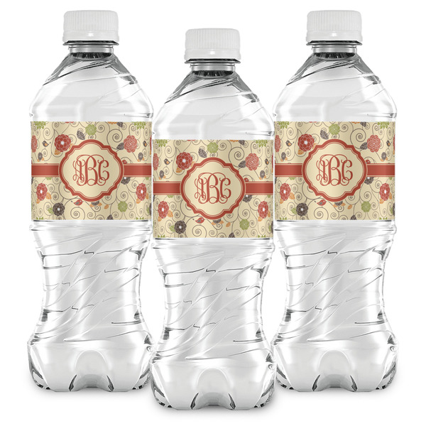 Fall Flowers Water Bottle Labels - Front View