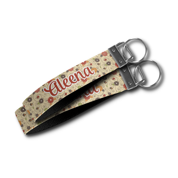 Fall Flowers Webbing Keychain FOBs - Size Comparison