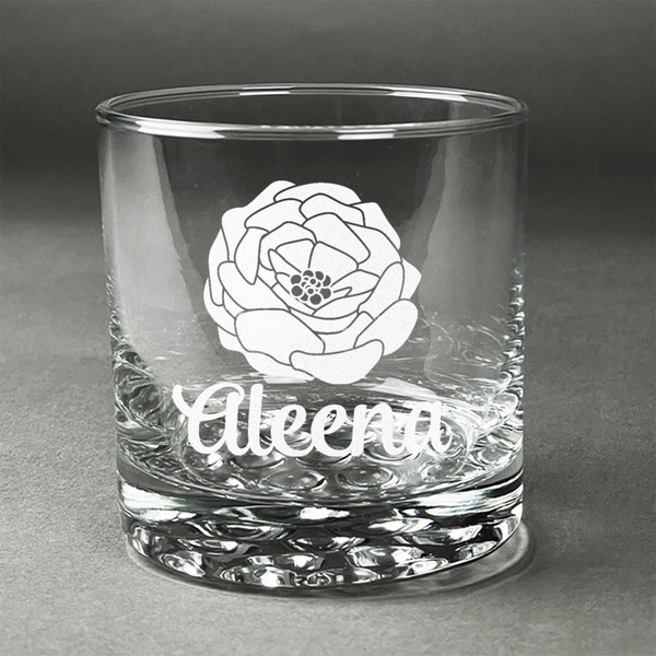 Custom Fall Flowers Whiskey Glass - Engraved (Personalized)