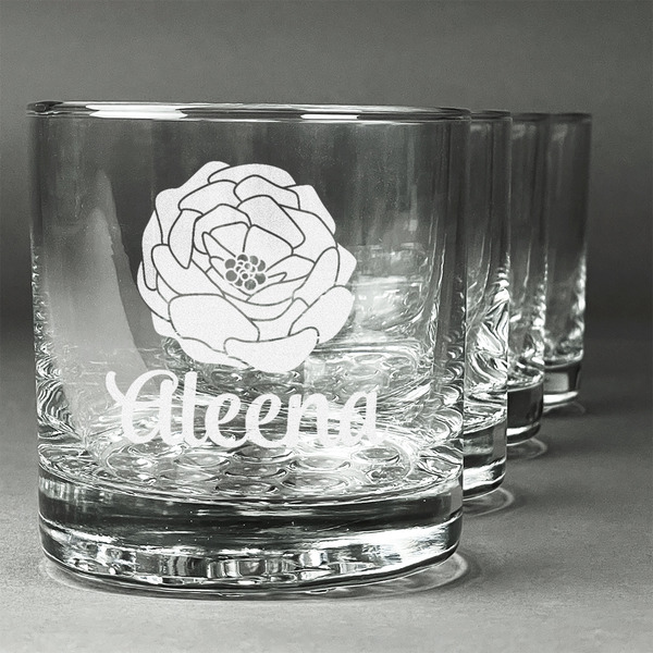 Custom Fall Flowers Whiskey Glasses (Set of 4) (Personalized)