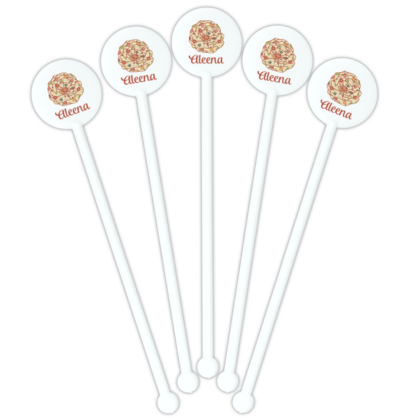 Fall Flowers White Plastic 5.5" Stir Stick - Fan View