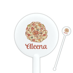Fall Flowers 5.5" Round Plastic Stir Sticks - White - Double Sided (Personalized)