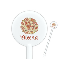 Fall Flowers 5.5" Round Plastic Stir Sticks - White - Single Sided (Personalized)