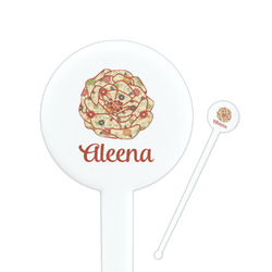 Fall Flowers 7" Round Plastic Stir Sticks - White - Double Sided (Personalized)