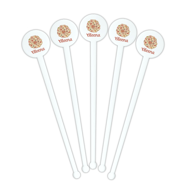 Fall Flowers White Plastic 7" Stir Stick - Round - Fan View