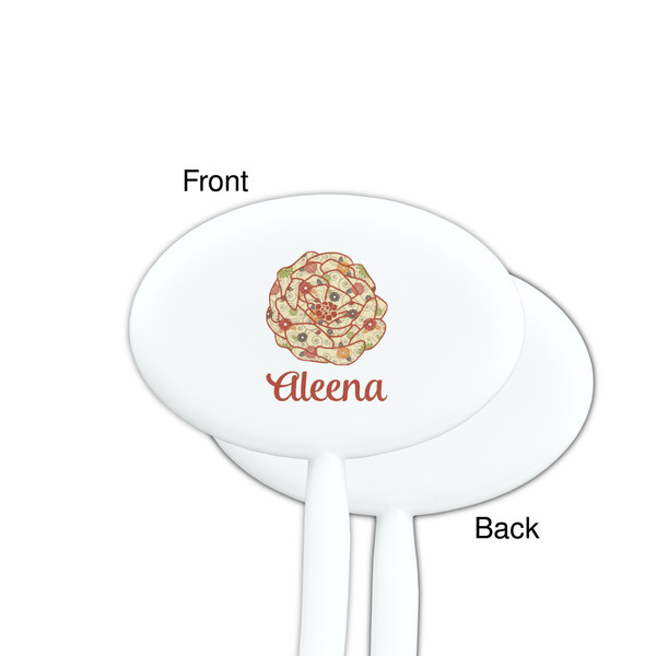 Fall Flowers White Plastic 7" Stir Stick - Single Sided - Oval - Front & Back