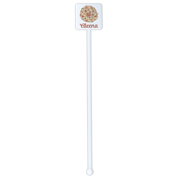 Fall Flowers White Plastic Stir Stick - Double Sided - Square - Single Stick