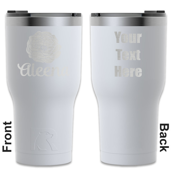Custom Fall Flowers RTIC Tumbler - White - Engraved Front & Back (Personalized)