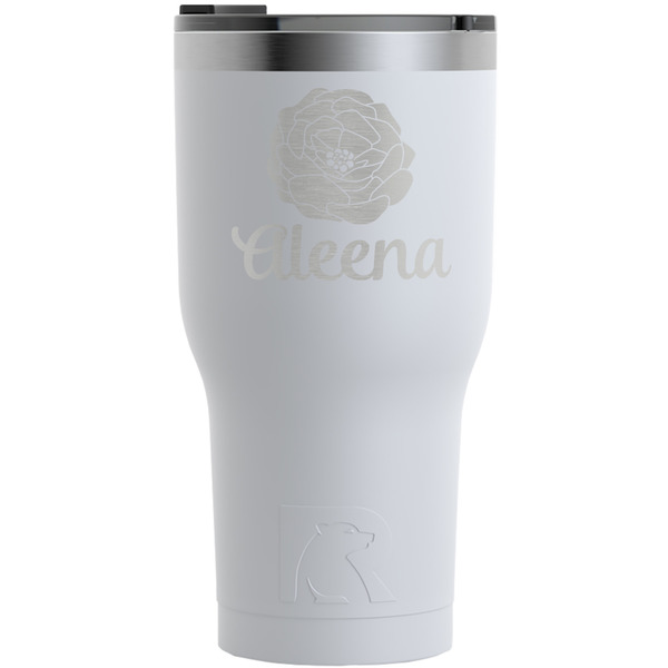 Custom Fall Flowers RTIC Tumbler - White - Engraved Front (Personalized)