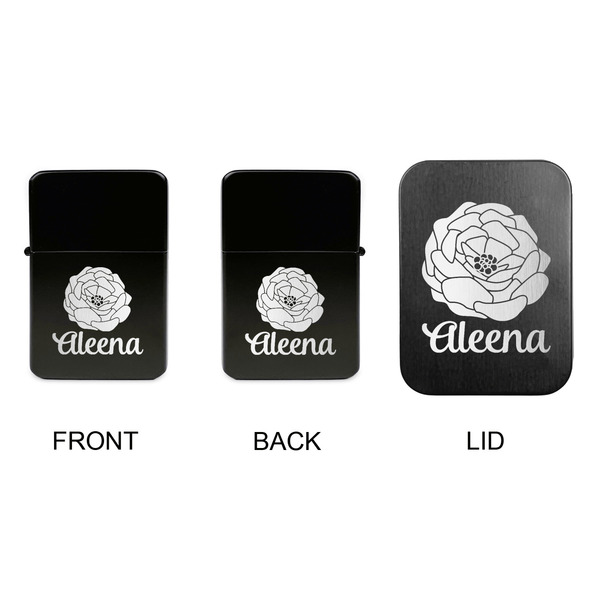 Fall Flowers Windproof Lighters - Black, Double Sided, w Lid - APPROVAL