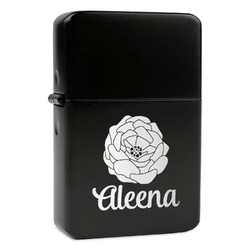 Fall Flowers Windproof Lighter - Black - Single Sided (Personalized)