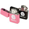 Fall Flowers Windproof Lighters - Black & Pink - Open