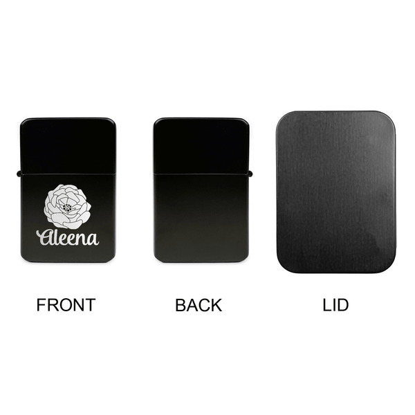 Fall Flowers Windproof Lighters - Black, Single Sided, No Lid - APPROVAL