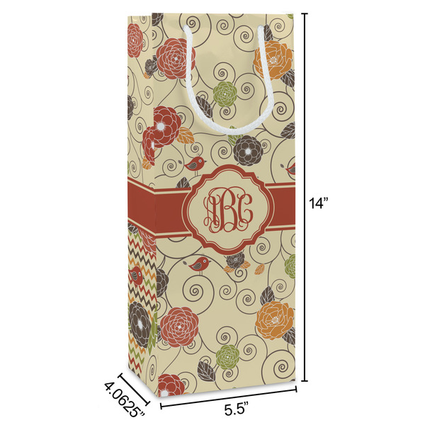 Fall Flowers Wine Gift Bag - Dimensions