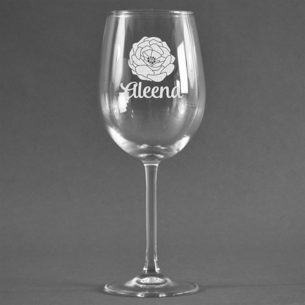 Custom Fall Flowers Wine Glass (Single) (Personalized)