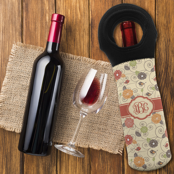 Fall Flowers Wine Tote Bag - FLATLAY