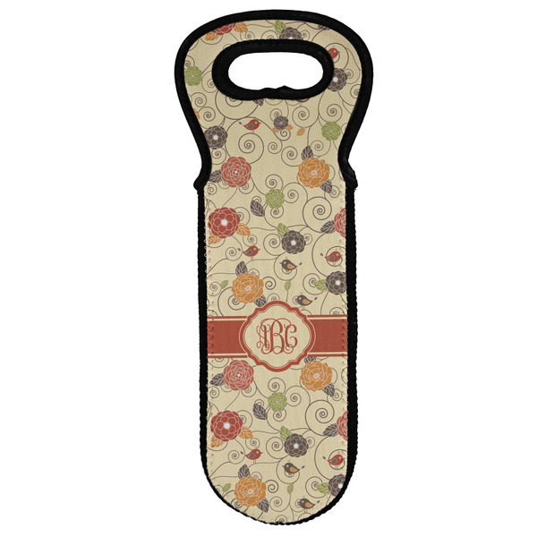 Custom Fall Flowers Wine Tote Bag (Personalized)