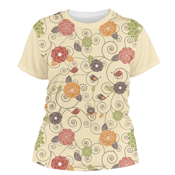 Custom Fall Flowers Women's Crew T-Shirt - Medium