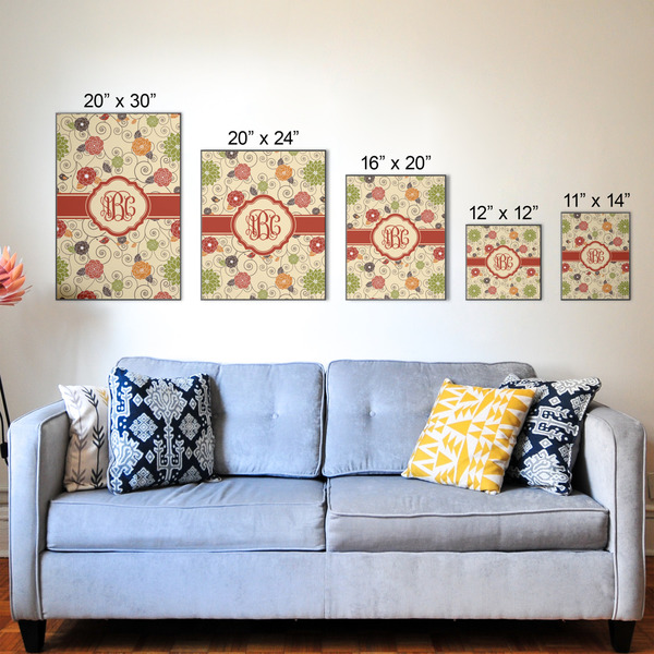Fall Flowers Wood Prints - Size Comparison