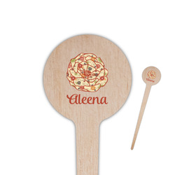 Fall Flowers 4" Round Wooden Food Picks - Single Sided (Personalized)