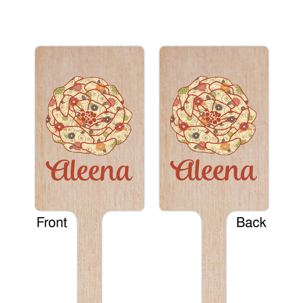Fall Flowers Wooden 6.25" Stir Stick - Rectangular - Double Sided - Front & Back