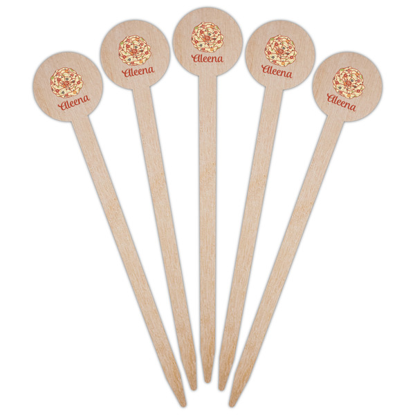 Fall Flowers Wooden 6" Food Pick - Round - Fan View