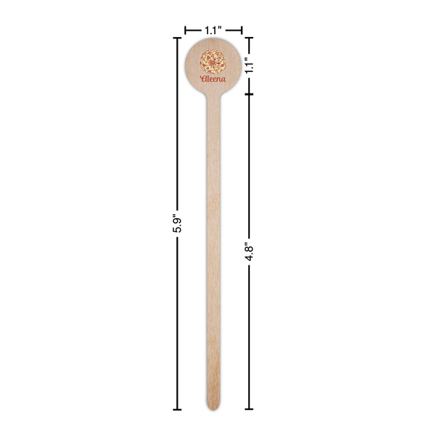 Fall Flowers Wooden 6" Stir Stick - Round - Dimensions