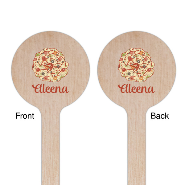 Fall Flowers Wooden 6" Stir Stick - Round - Double Sided - Front & Back