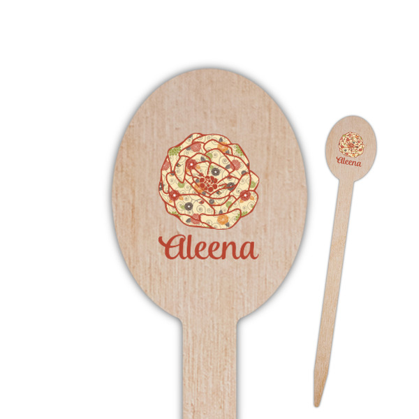 Custom Fall Flowers Oval Wooden Food Picks (Personalized)