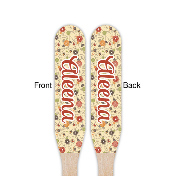 Fall Flowers Wooden Food Pick - Paddle - Double Sided - Front & Back