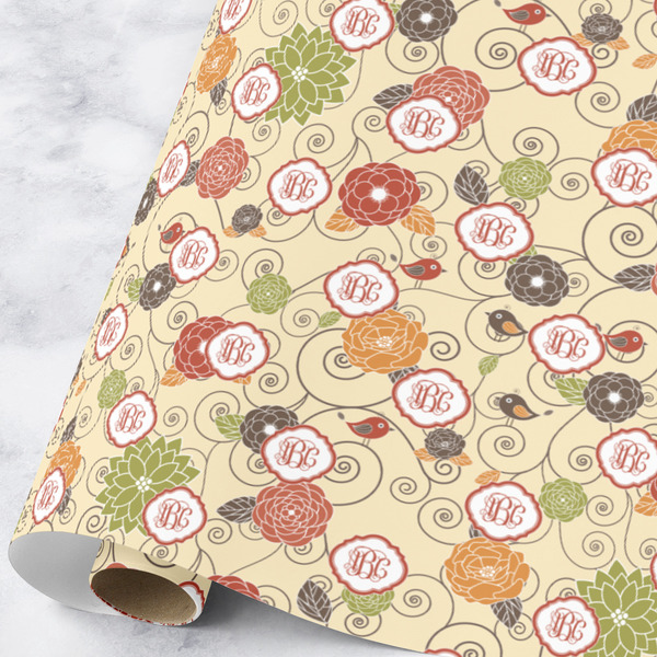 Custom Fall Flowers Wrapping Paper Roll - Large (Personalized)